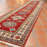 Handmade fine Afghan Kazak short runner - 307375