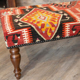Turkish kilim covered bench stool - 309829