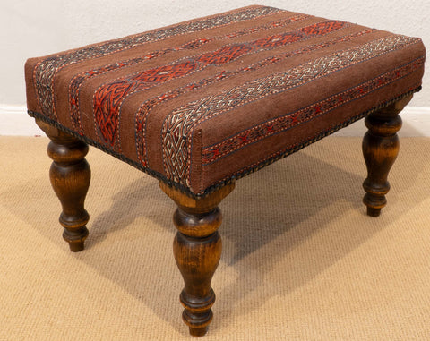 Medium Turkoman kilim covered stool -WS295620