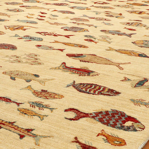 Handmade Afghan Fish design carpet - 30625564