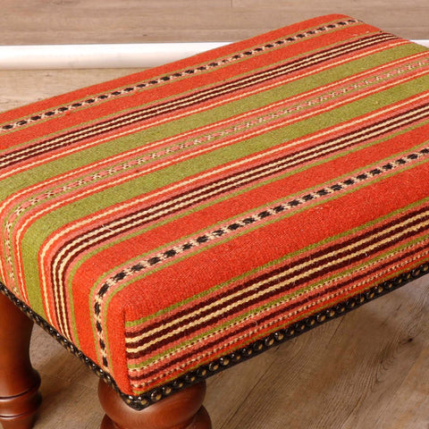 Medium Turkish kilim covered stool - 30625826