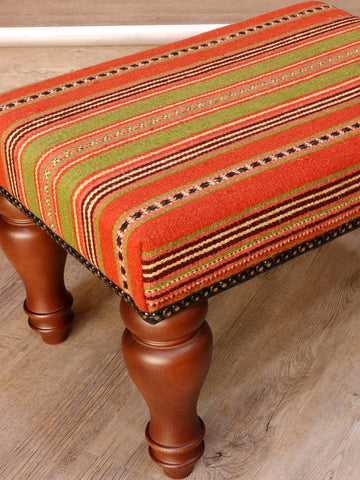 Medium Turkish kilim covered stool - 30625826