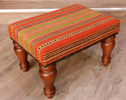 Medium Turkish kilim covered stool - 30625826