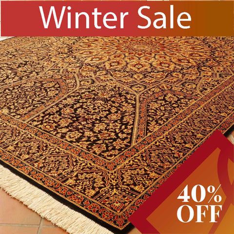 Extra fine handmade Oriental Qum silk rug - 30725655