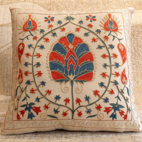 Handmade Uzbek Suzani Silk Cushion - 307746AC