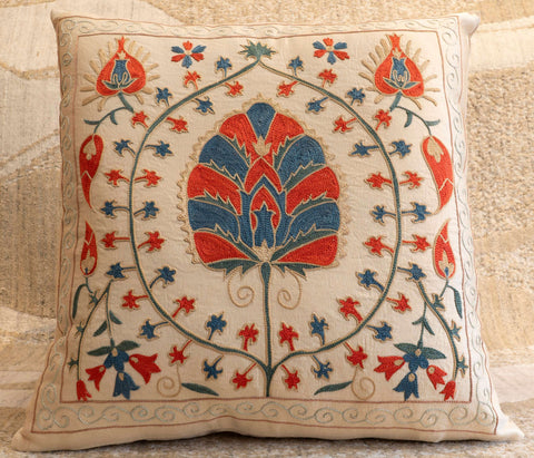 Handmade Uzbek Suzani Silk Cushion - 307746AC