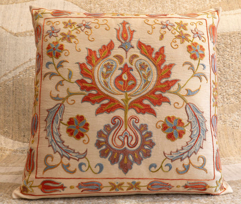 Handmade Uzbek Suzani Silk Cushion - 307746AE