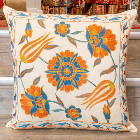 Handmade Uzbek Suzani Silk Cushion - 307746-BD