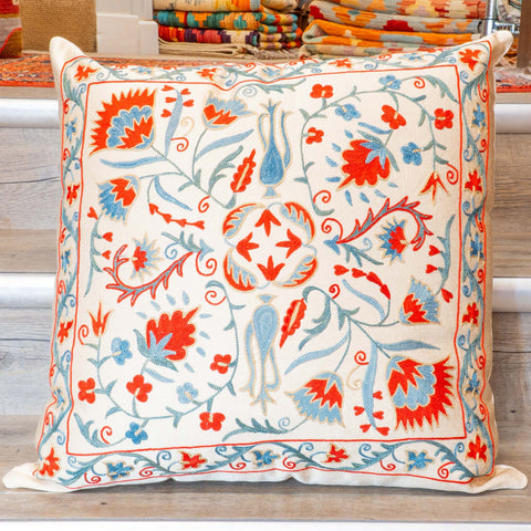 Handmade Uzbek Suzani Silk Cushion - 307746-BK