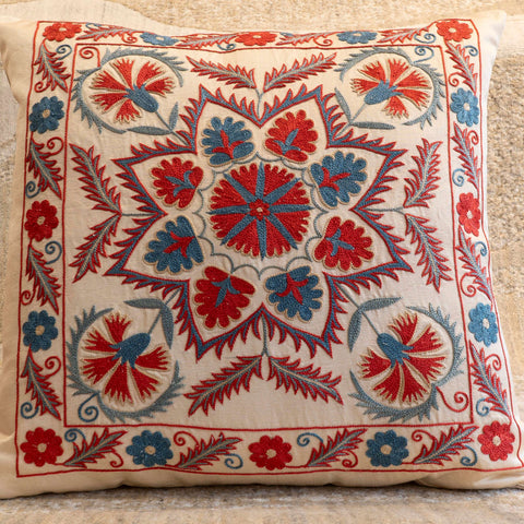 Handmade Uzbek Suzani Silk Cushion - 307746V