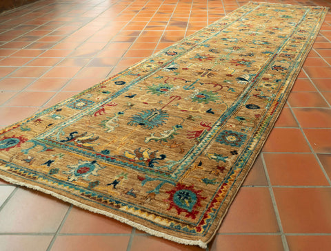 Handmade fine modern Afghan Ziegler runner - 308254