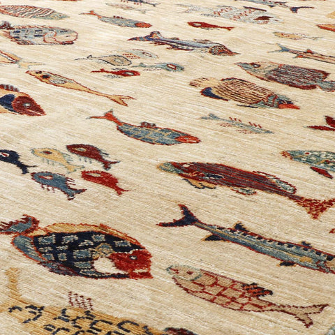 Handmade Afghan Fish rug - 308456