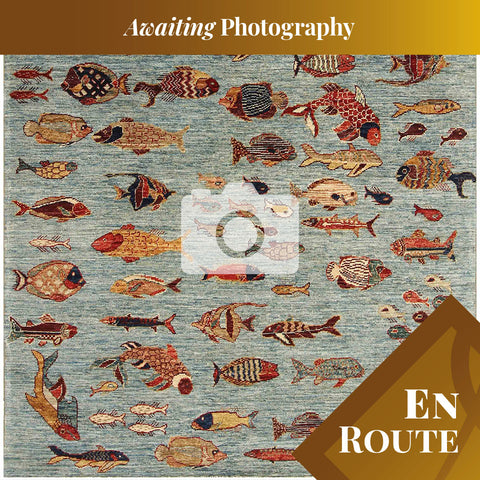 Handmade Afghan Fish rug - ENR308460