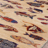 Handmade Afghan Fish rug - 308461