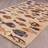 Handmade Afghan Fish rug - 308461