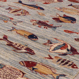 Handmade Afghan Fish rug - 308462