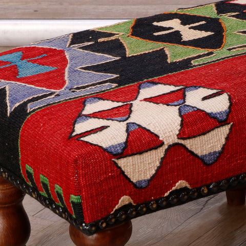 Small handmade Turkish kilim stool - 308587