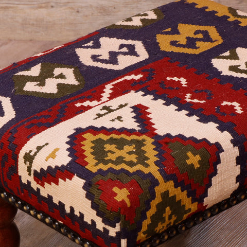 Small Turkish kilim covered stool - 308685