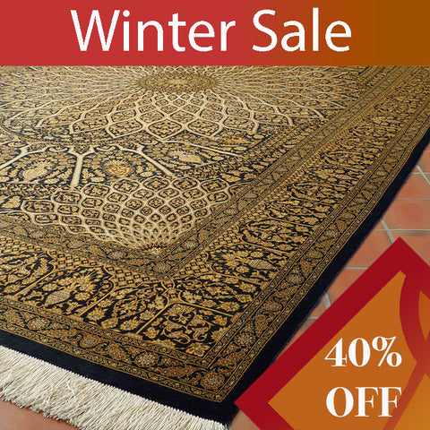 Handmade Oriental Qum silk on silk carpet - WS308693