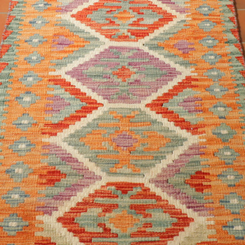 Handmade Afghan Kilim extra long runner - 308917