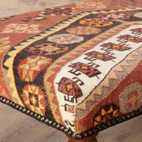 Turkish kilim covered large stool - 308941