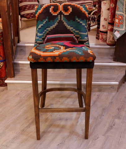 Moldovan kilim covered bar stool - 309159