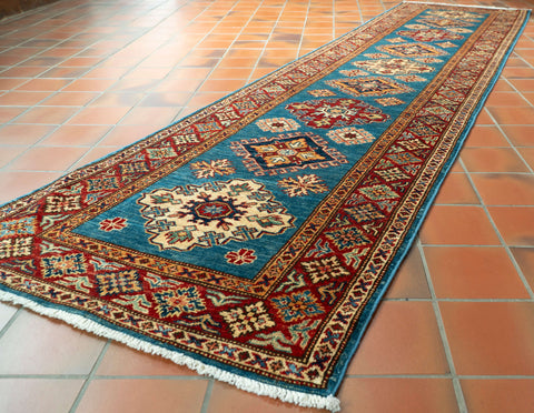 Handmade fine Afghan Kazak runner - 309245