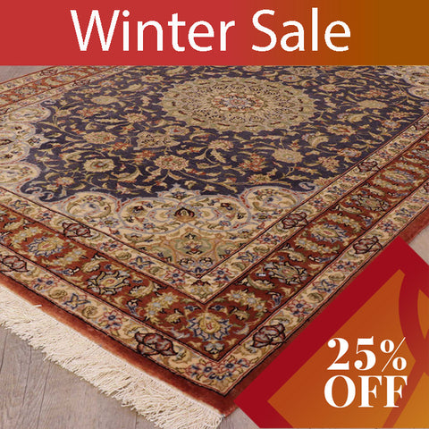 Handmade Oriental Qum wool and silk rug - 30925276