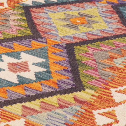 Handmade Afghan Kilim short runner - 309283