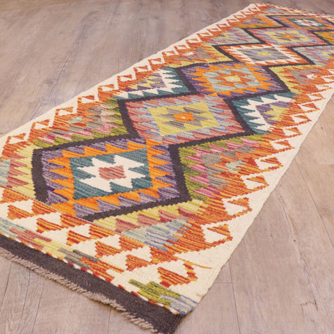 Handmade Afghan Kilim short runner - 309283