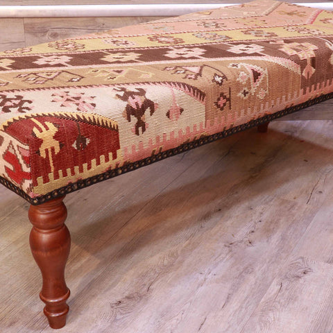 Turkish kilim covered bench stool - 309326