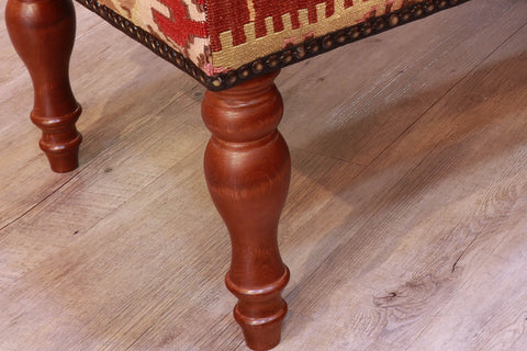 Turkish kilim covered bench stool - 309326