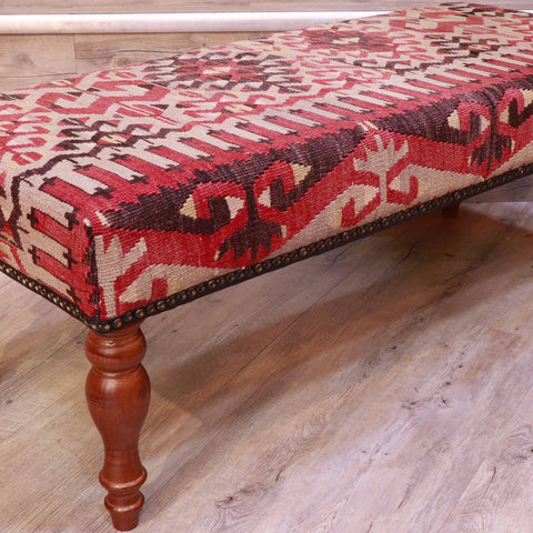 Turkish kilim covered bench stool - 309327