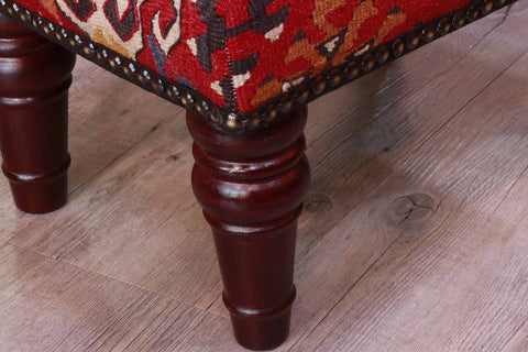 Small handmade Turkish kilim stool - 309329