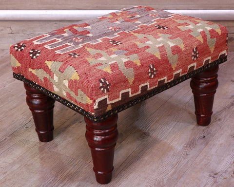 Small handmade Turkish kilim stool - 309331