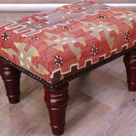 Small handmade Turkish kilim stool - 309331