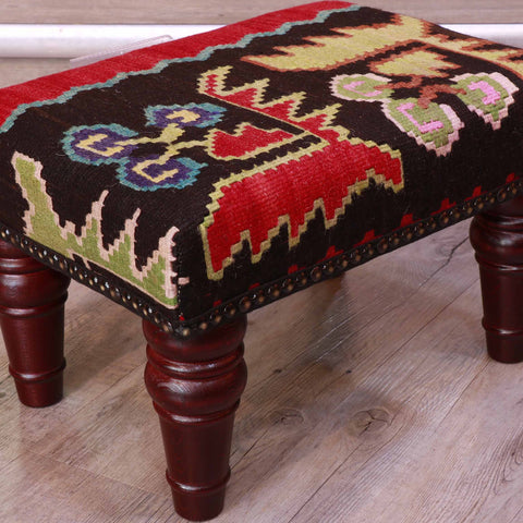 Small handmade Karabag kilim stool - 309332