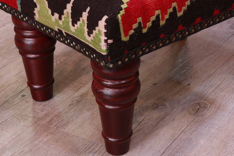 Small handmade Karabag kilim stool - 309332