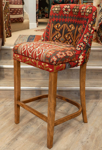 Turkish kilim covered Counter height stool - 309384