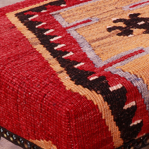 Small handmade Turkish kilim stool - 309401