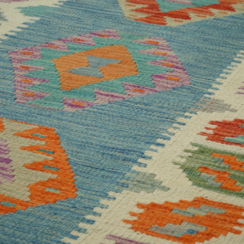 Handmade Afghan Kilim short runner - 309416