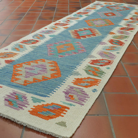 Handmade Afghan Kilim short runner - 309416