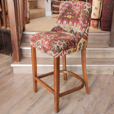 Turkish kilim covered Counter height stool - 309498