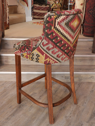 Turkish kilim covered Counter height stool - 309498