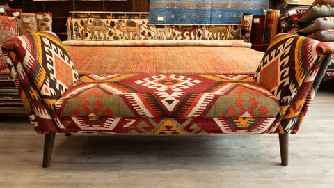 Handmade Turkish kilim Windsor Bench seat - 309499