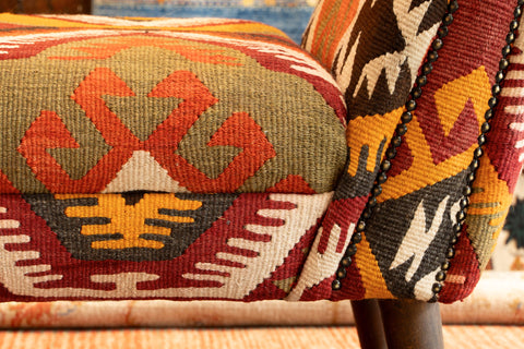 Handmade Turkish kilim Windsor Bench seat - 309499