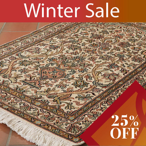 Handmade fine Kashmir silk rug - 30925516