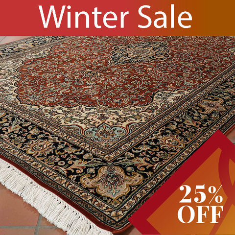 Handmade fine Kashmir silk rug - 30925521