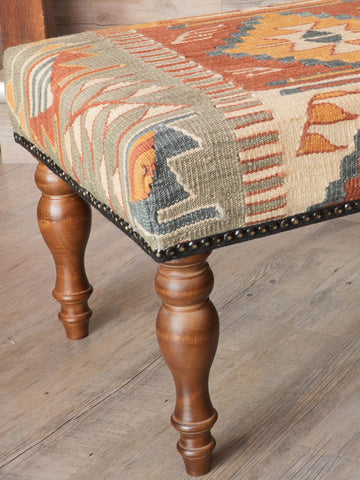 Large Turkish kilim covered stool - 309522