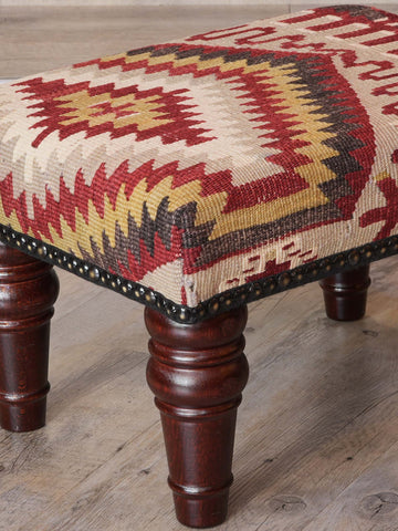 Small handmade Turkish kilim stool - 309525